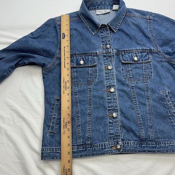 Classic Blues Collection Women's L Denim Jean Jacket Cotton Button Trucker - Picture 11 of 16